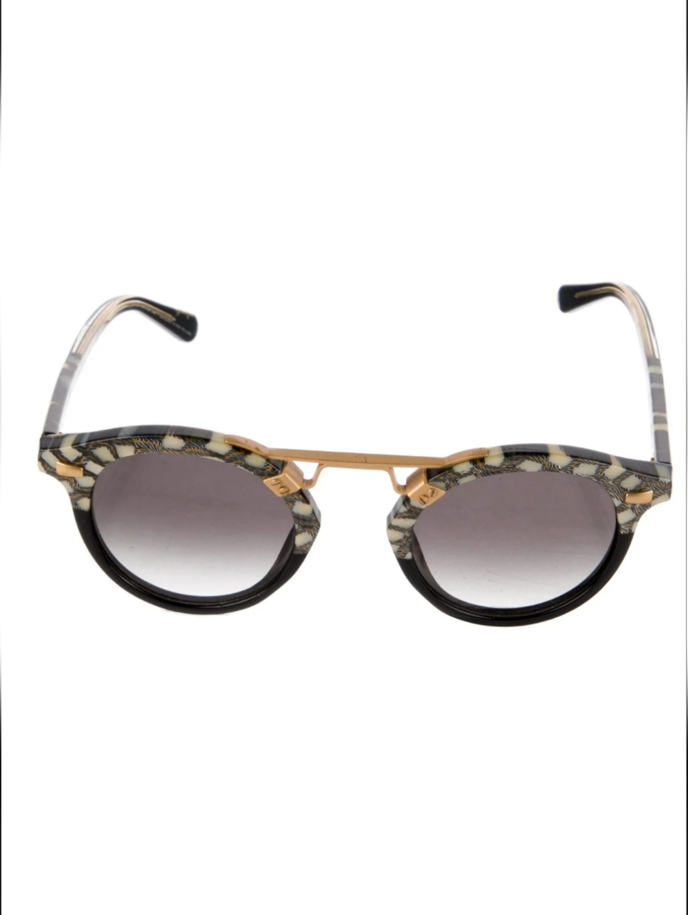 Krewe St Louis Stella II Black 24k Gold Aviator Women's Sunglasses